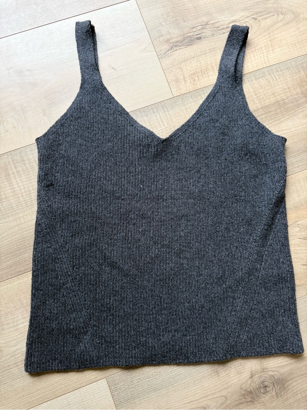 Old Navy Charcoal V-Neck Knit Tank Top